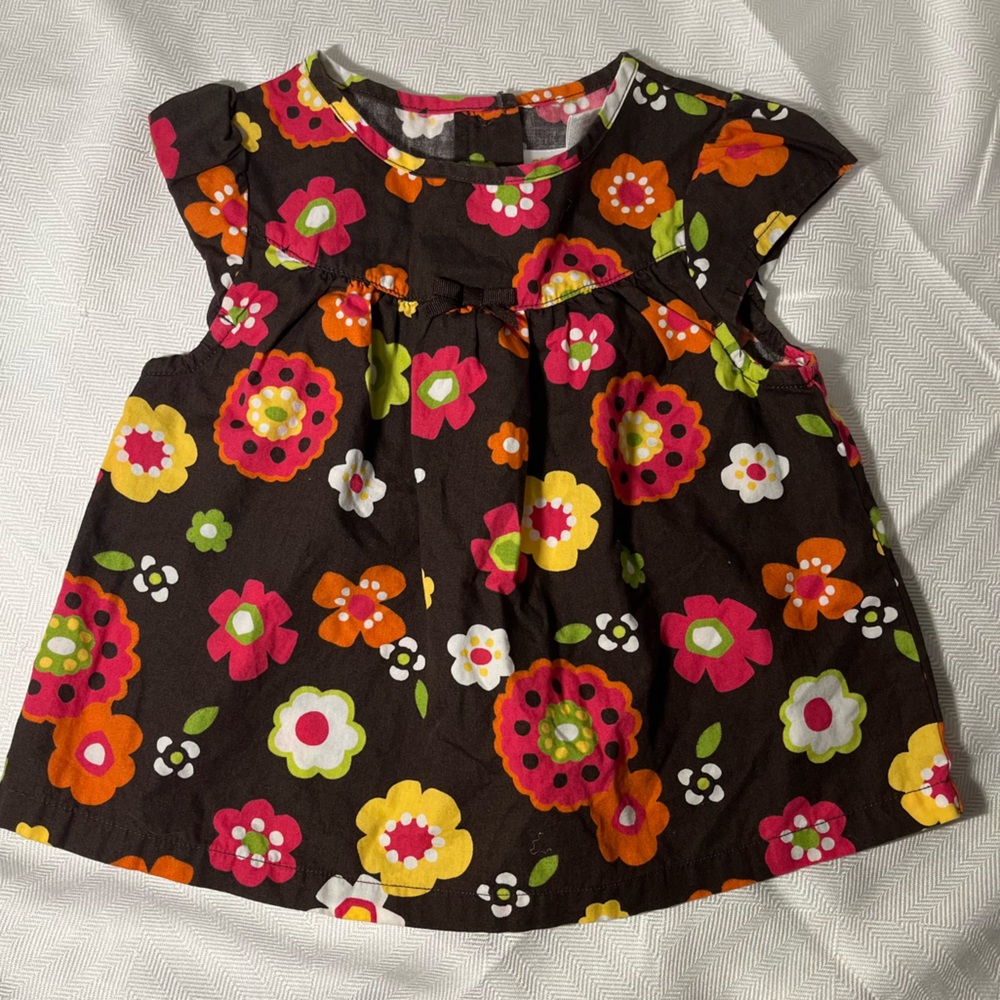 Gymboree Brown Summer Dress with Flowers Size 12-18 Months